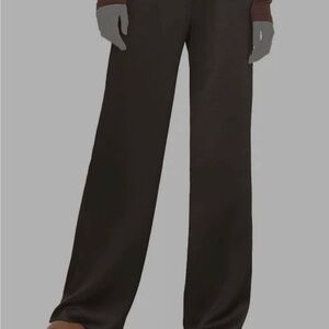 Vince Womens Brown Satin High-Waist Flat Front Wide-Leg Dress Pants Size XL